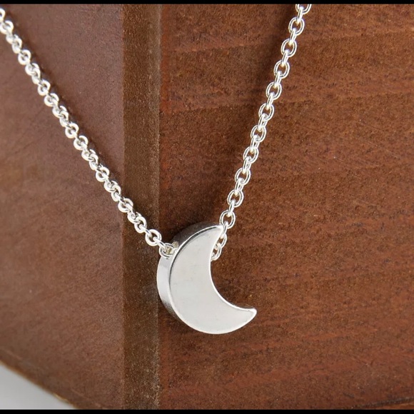 (FINAL) Silver & Gold Small Crescent Moon Necklace - Picture 3 of 7